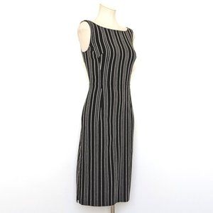 Express Stretch Black Stripe Sleeveless Bodycon Midi Office Dress